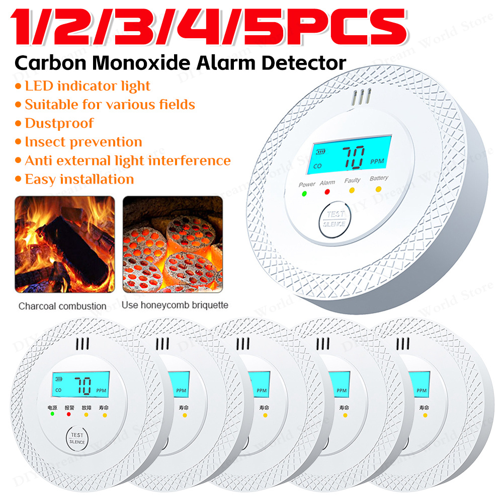1-5PCS Carbon Monoxide Alarm D - Smoke Detector Interconnected 리뷰 및 가격