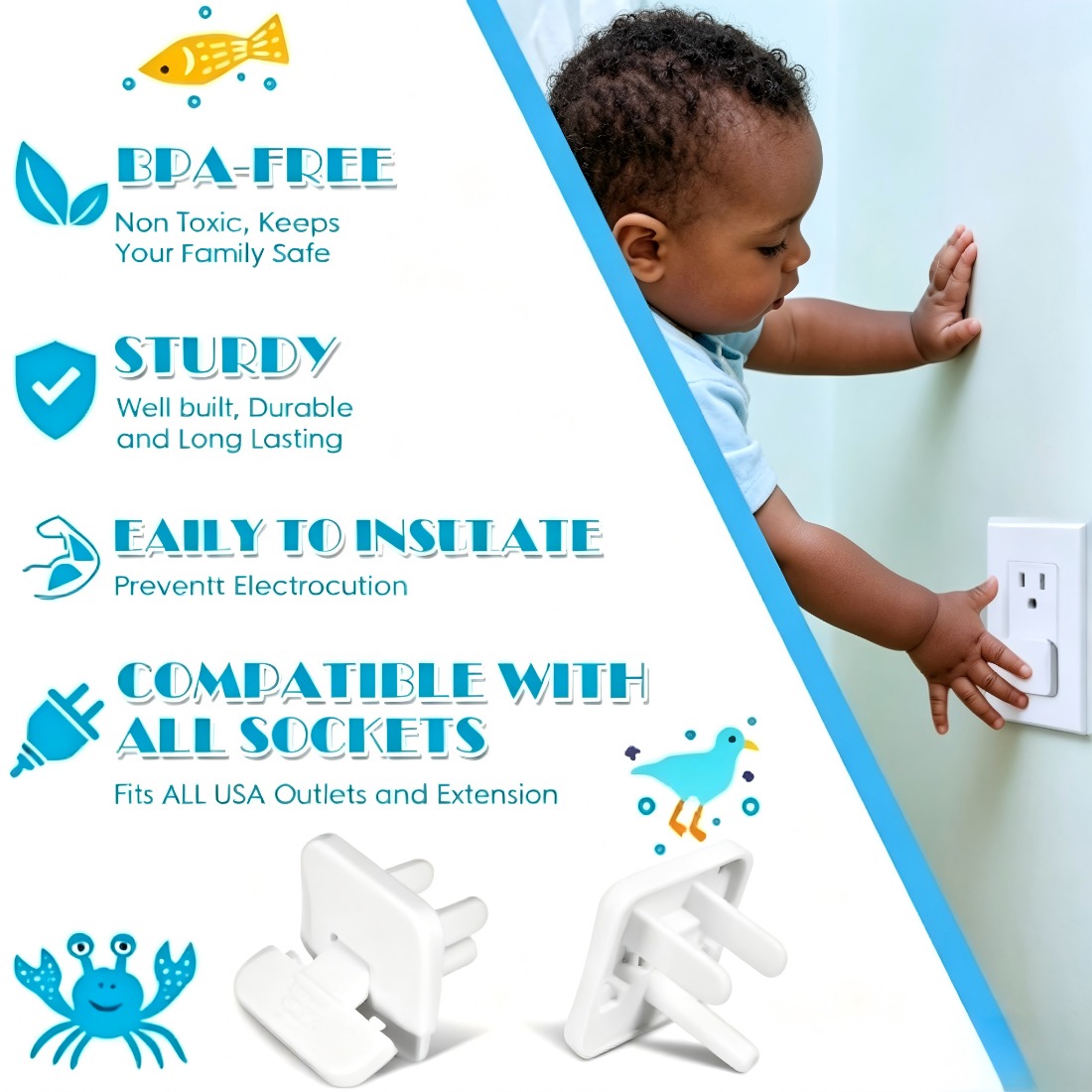 38 Pcs White Plastic Childproo - Outlet Cover Baby 리뷰 및 가격