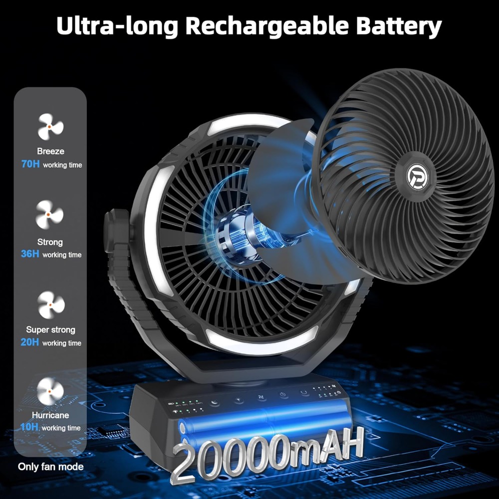 20000mAh Camping Fan with Ligh - Power Outage Light 리뷰 및 가격